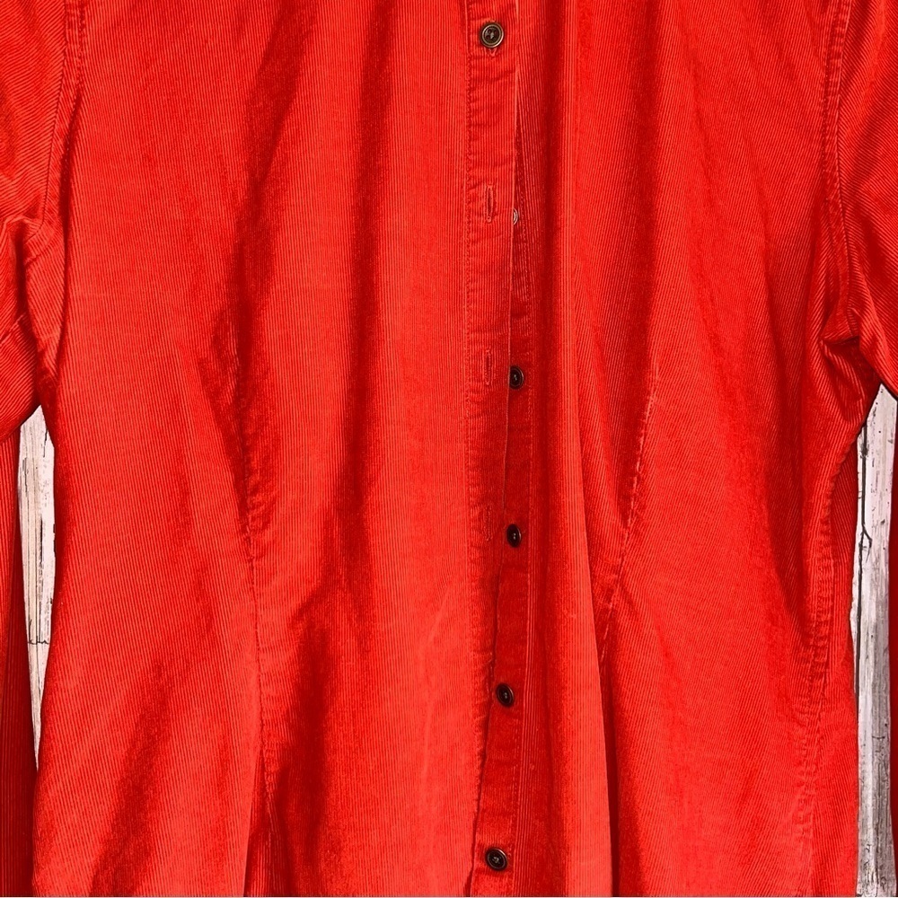 J. Jill Reddish Orange Corduroy Button Down - Picture 2 of 5